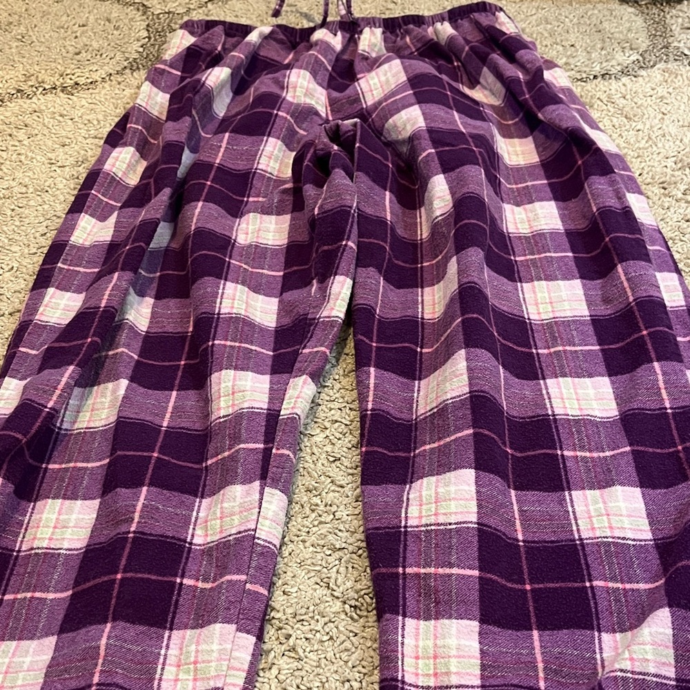 Plaid Kids Pajama Bottoms in Purple